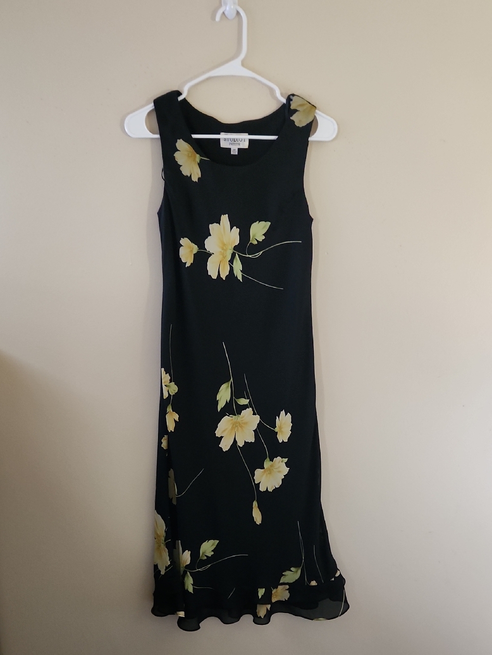Black Dress with Yellow Floral Print